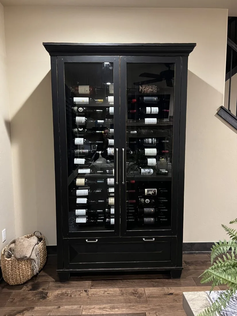 Custom-built wine cabinet in the Keystone Escape home